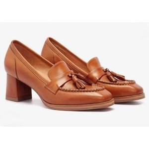 Giao Deen Loafer Block Heels in Brown Leather size 7
